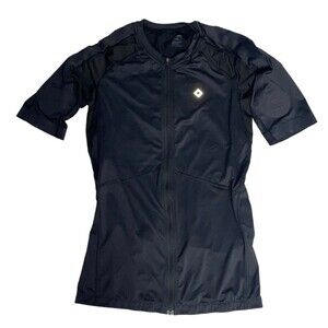 Men's Athos Black Compression Short Sleeve Shirt Mesh Zip Front Slim Top Size L